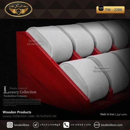 استند ساعت 14 خونه بالشتک لوکس شیبدار رنگ قرمز مدل : TW-2288