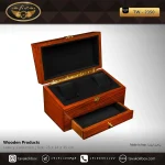 جعبه ساعت 2 خونه لوکس کشودار بالشتک لوکس چوب طبیعی رنگ قهوه ای مدل : TW-2350