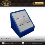 استند ساعت 2 خونه بالشتک لوکس شیبدار چرم رنگ آبی مدل : TW-2383