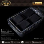 جعبه ساعت 4 خونه سوپرلاکچری زیپدار بالشتک لوکس چرم رنگ آبی-طلایی مدل : TW-2564