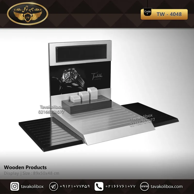 دیسپلی ساعت لوکس رنگ مشکی-سفید مدل :4048
