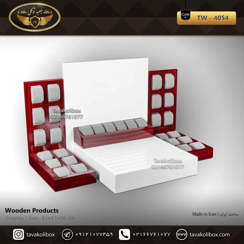 دیسپلی ساعت 30 خانه بالشتک لوکس رنگ سفید- آلبالویی مدل :4054