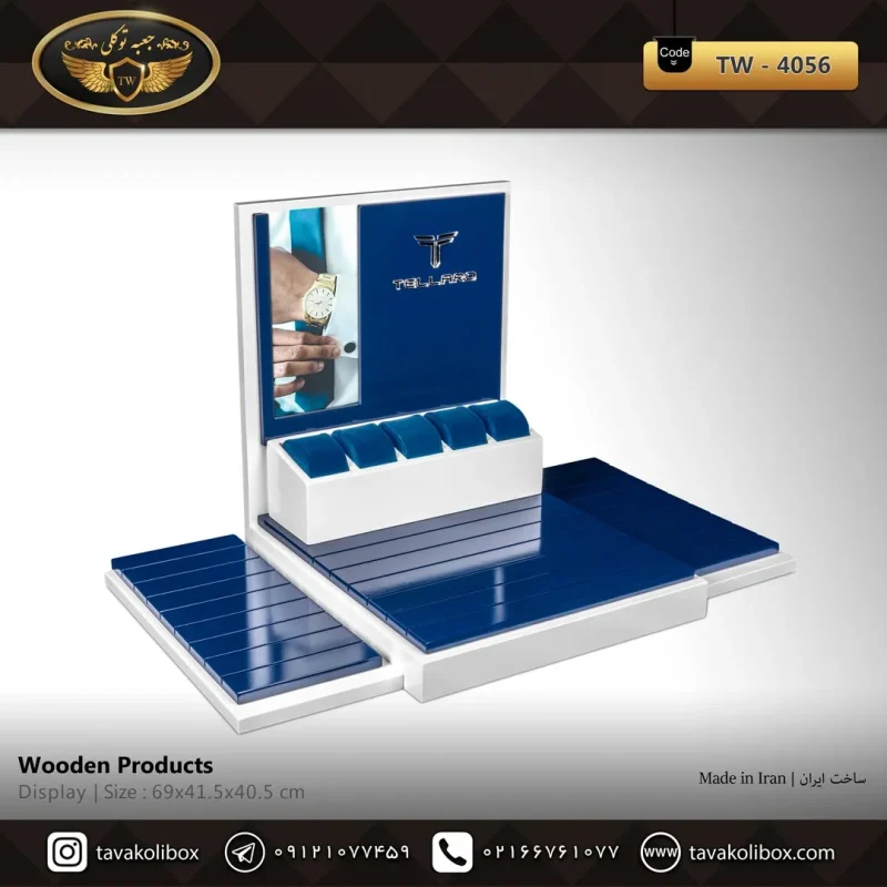 دیسپلی ساعت لوکس رنگ سفید-سورمه ای مدل :4056