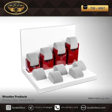 دیسپلی ساعت 9 خونه لوکس رنگ سفید-قرمز مدل :4067