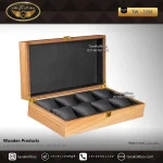 جعبه ساعت 8 خونه درب دار بالشتک معمولی چوب طبیعی رنگ قهوه ای مدل : TW-2358