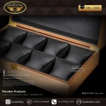 جعبه ساعت 8 خونه درب دار بالشتک معمولی چوب طبیعی رنگ قهوه ای مدل : TW-2358 - Image 3