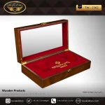 جعبه ساعت 2 خونه لوکس درب دار بالشتک لوکس چوب طبیعی رنگ قهوه ای مدل : TW-2362