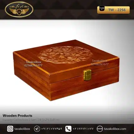 جعبه ساعت 9 خونه درب دار بالشتک معمولی چوب طبیعی رنگ قهوه ای مدل : TW-2256