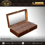 جعبه ساعت 12 خونه لوکس بالشتک لوکس رنگ قهوه ای مدل : TW-2278