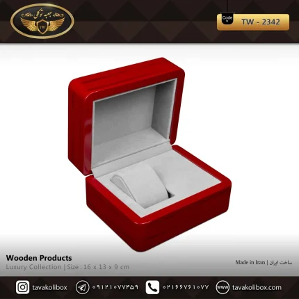 جعبه ساعت 1 خونه لوکس درب دار بالشتک لوکس لبه گرد رنگ قرمز مدل : TW-2342