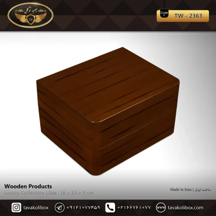 جعبه ساعت 1 خونه درب دار بالشتک لوکس رنگ قهوه ای مدل : TW-2363