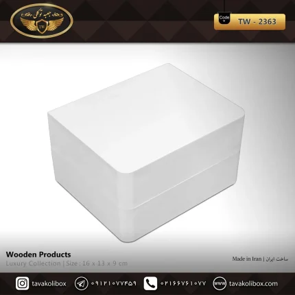 جعبه ساعت 1 خونه درب دار بالشتک لوکس رنگ سفید-سورمه ای مدل : TW-2363