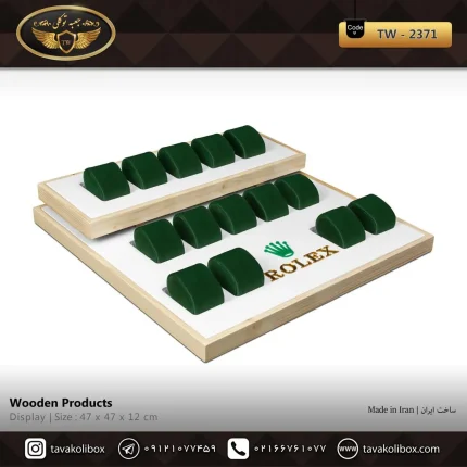 استند ساعت 14 خونه بدون درب بالشتک لوکس رنگ سفید-سبز مدل : TW-2371