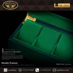 جعبه ساعت 6 خونه درب دار بالشتک لوکس چوب طبیعی رنگ سبز مدل : TW-2374 - Image 3