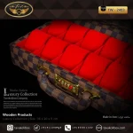 جعبه ساعت 12 خونه سوپرلاکچری درب دار بالشتک لوکس چرم رنگ کرم-قهوه ای مدل : TW-2483