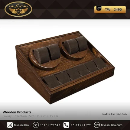 استند ساعت 10 خونه بدون درب بالشتک لوکس 2 موتوره چوب طبیعی رنگ قهوه ای مدل : TW-2490