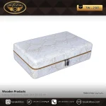 جعبه ساعت 10 خونه سوپرلاکچری زیپدار بالشتک لوکس چرم رنگ سفید مدل : TW-2565