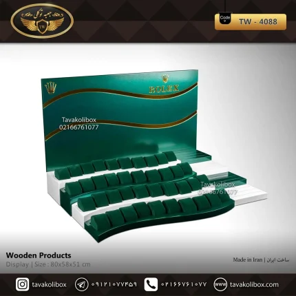 دیسپلی ساعت 40 خانه لوکس رنگ سبز-سفید مدل : 4088