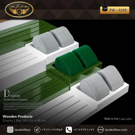 دیسپلی ساعت لوکس رنگ سفید-سبز مدل : TW-4109