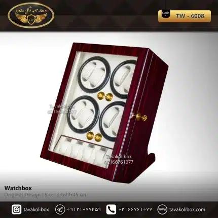 جعبه ساعت 5 خونه بالشتک لوکس وایندر 4 موتوره ایستاده رنگ آلبالویی مدل : TW-6008