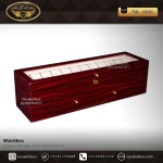 جعبه ساعت 40 خونه درب شیشه ای بالشتک لوکس کشودار رنگ زرشکی مدل : TW-6010