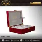جعبه ساعت 6 خونه درب چوبی بالشتک معمولی چوب طبیعی رنگ قرمز مدل : TW-2305