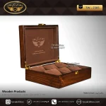 جعبه ساعت 6 خونه درب دار بالشتک معمولی چوب طبیعی رنگ قهوه ای تیره مدل : TW-2305