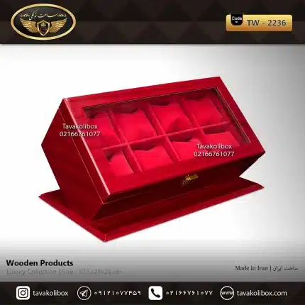 جعبه ساعت 8 خونه اوریب بالشتک معمولی رنگ قرمز مدل : TW-2236