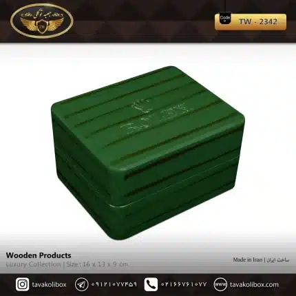 جعبه ساعت 1 خونه لوکس درب دار بالشتک لوکس لبه گرد رنگ سبز مدل : TW-2342