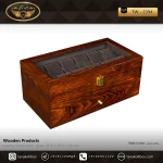 جعبه ساعت 12 خونه چوب طبیعی رنگ قهوه ای مدل : TW-2394
