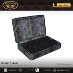 جعبه ساعت 10 خونه سوپرلاکچری زیپدار بالشتک لوکس چرم رنگ سورمه ای -مشکی مدل : TW-2565