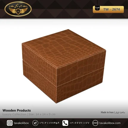 جعبه ساعت 1 خونه لوکس بالشتک معمولی چرم رنگ قهوه ای مدل : TW-2674