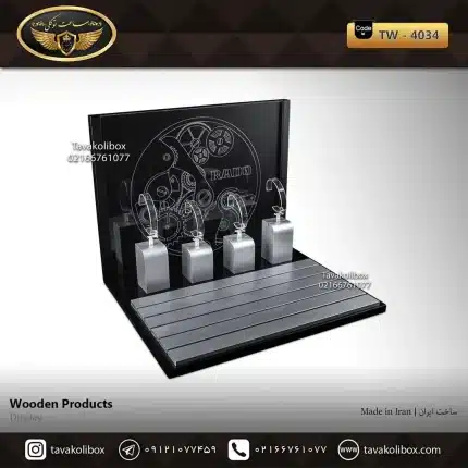 دیسپلی ساعت لوکس رنگ مشکی-طوسی مدل : 4034