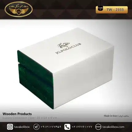 جعبه ساعت 1 خونه لوکس درب دار بالشتک لوکس چوب طبیعی رنگ سفید مدل : TW-2333