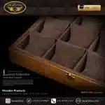 جعبه ساعت 12 خونه بالشتک معمولی درب شیشه ای چوب طبیعی رنگ قهوه ای مدل : TW-2237